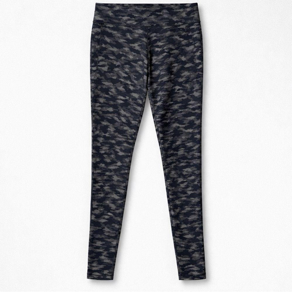Athleta Black And Gray salutation stash pocket Camo Leggings Size small EUC